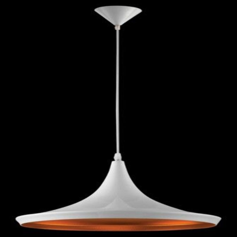 K Light CA-KLCH-1006/WH Conical Metal Pendant White and Gold.