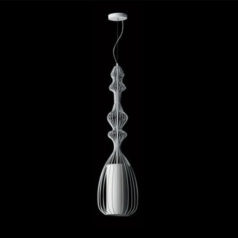 K Light CA-KLCH-1045 Tall Wire Metal Pendant White.
