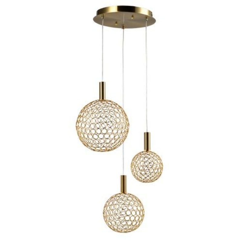 K Light K-LED-404-3/GD 230V 4.3W LED Trio Round Metal Ring Pendant Electroplated Gold.
