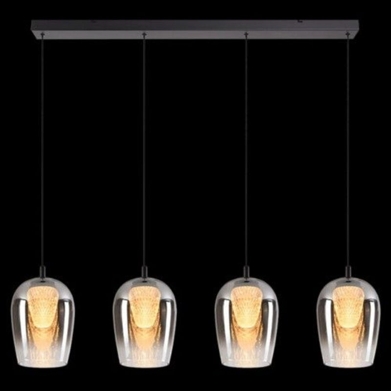 K Light K-LED-CC1-4/SM 230v 20W LED Crystal Egg Smoke Glass Pendants on a Bar Smoke Glass