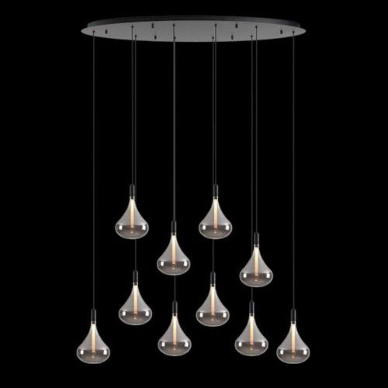 K Light K-LED-CC4-10/SM 230v 25W LED Cape Grape Smoke Glass Pendants on Oval Plate Smoke Glass