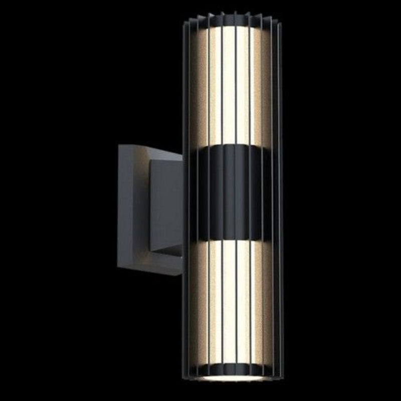 K Light S-LED-833 230v 2x 7W IP65 LED Slated Up & Down Wall Light Black with glass diffuser.