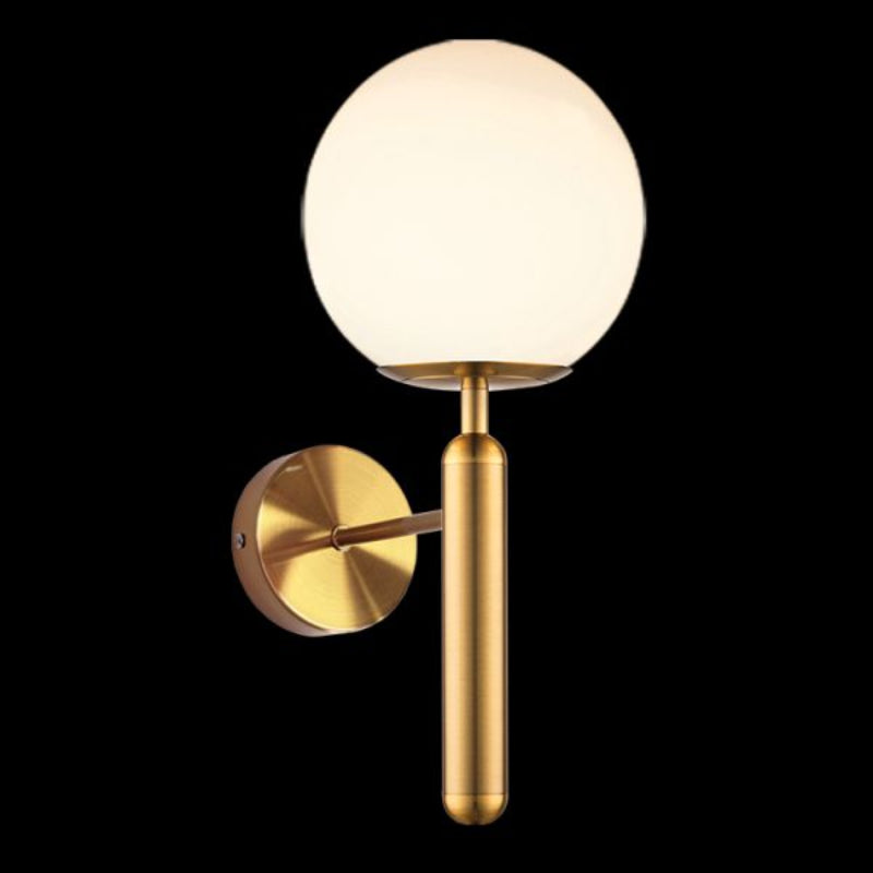 K Light 3E-KLW-108/AB 230v 3W G9 LED Fizz Pop Wall Light Antique Brass and Opal White Glass.