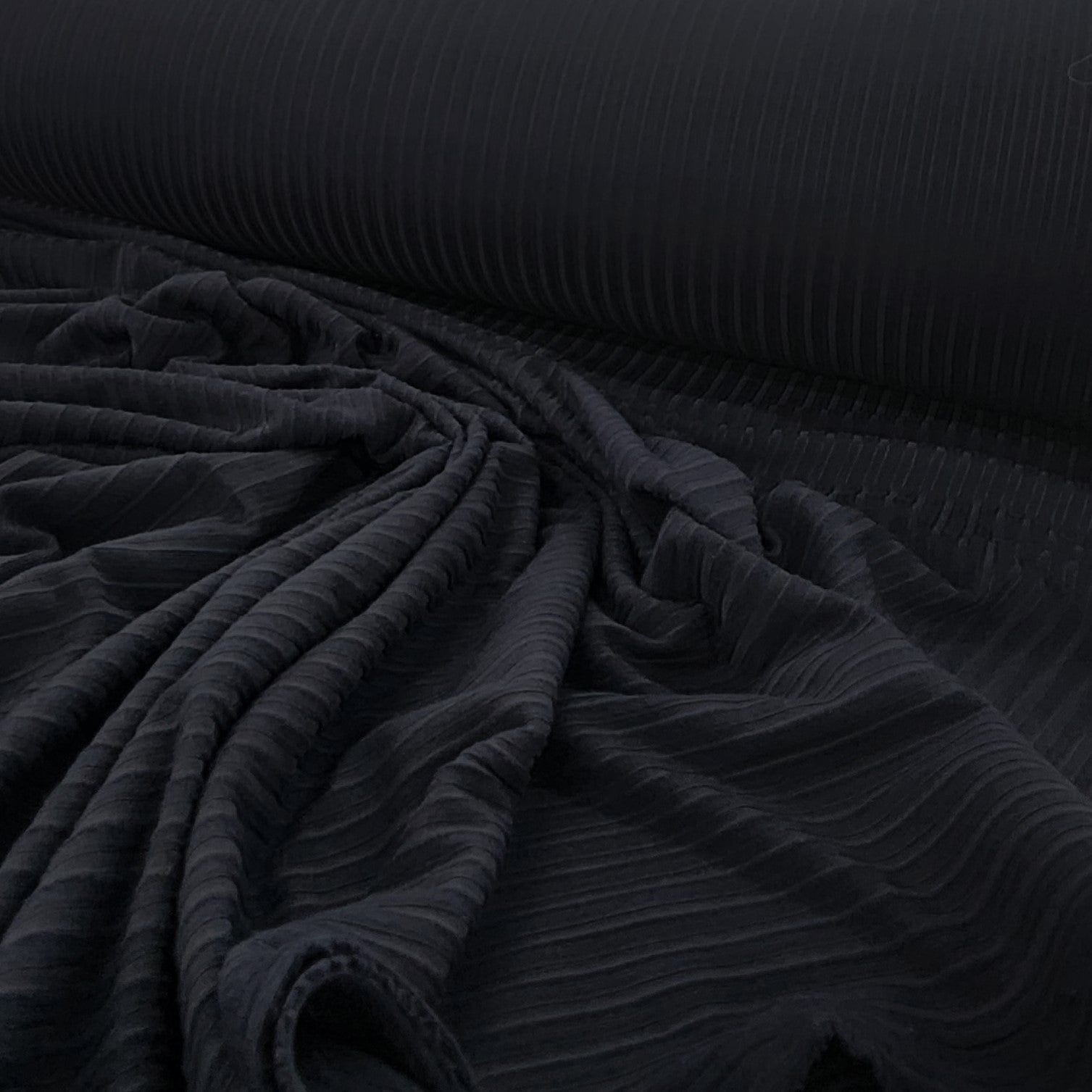 KNITS Dress Fabrics Dty Brushed 4X2 Rib Fabric 150cm Black (7508804796505)