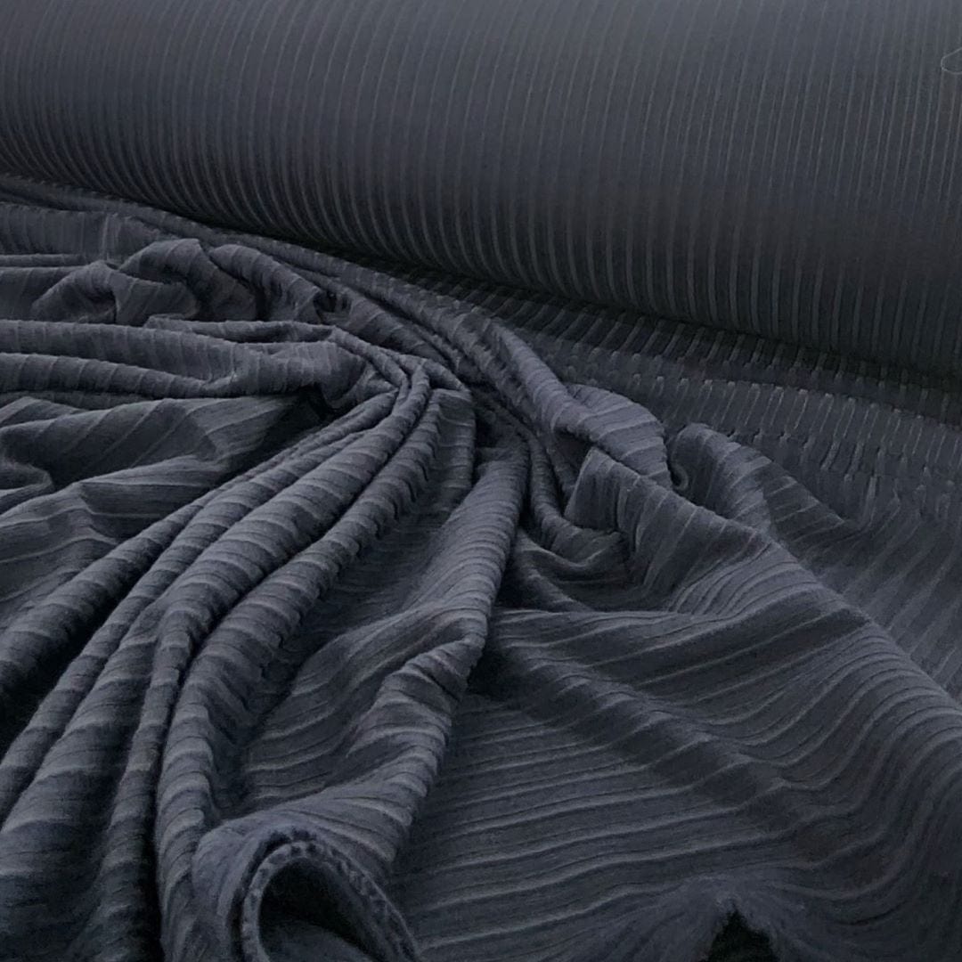 KNITS Dress Fabrics Dty Brushed 4X2 Rib Fabric 150cm Navy (7508804698201)