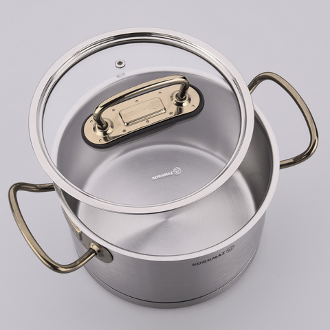 Korkmaz Pots Set Korkmaz 8 Piece Proline Cookware Set With Gold Handles A1148 (7751699103833)