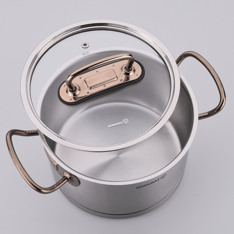Korkmaz Pots Set Korkmaz 8 Piece Proline Cookware Set With Rose Gold Handles A1149