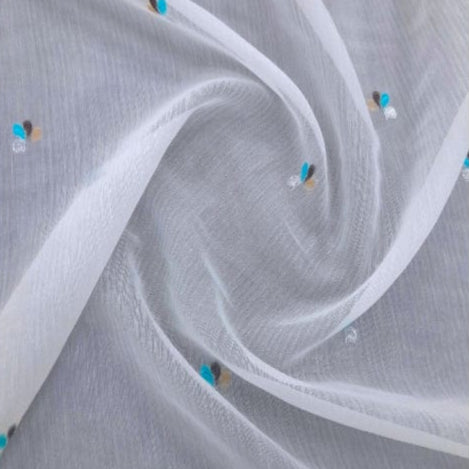 KORTEKS TEXTILES Lace & Voile Fabrics Blue Clover Leaf Voile Collection 280 cm (7898306904153)