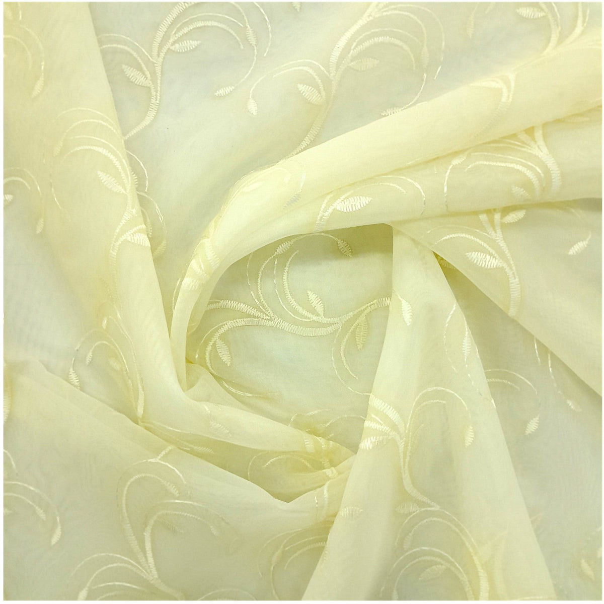 Korteks Textiles Lace & Voile Fabrics Voile Lace Whispering Threads White Emb 120 cm