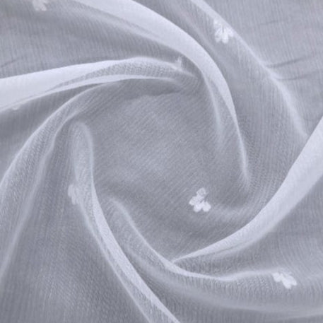 KORTEKS TEXTILES Lace & Voile Fabrics White Clover Leaf Voile Collection 280 cm (7898306904153)
