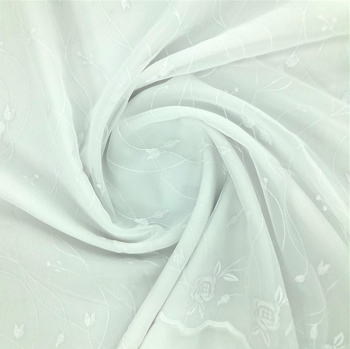 Korteks Textiles Lace & Voile Fabrics White Fabric Embroided Voile Lace Rose 290 cm