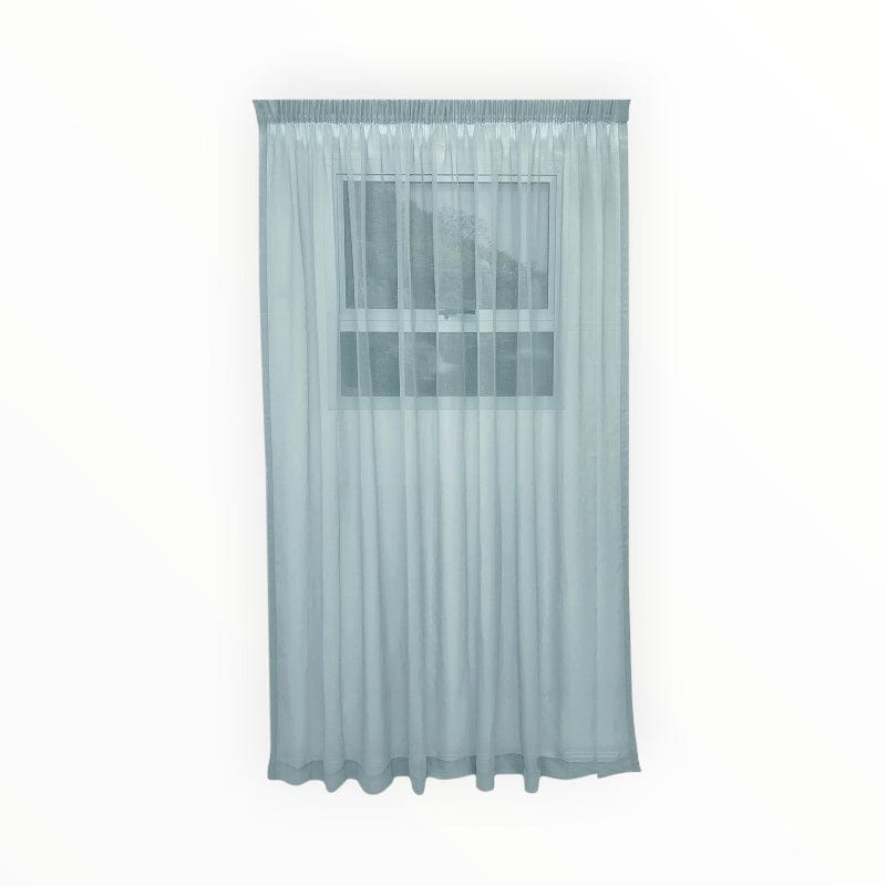 KUBU EYELET CURTAIN 5m X 218CM Mystic Voile Curtain Duck Egg Taped