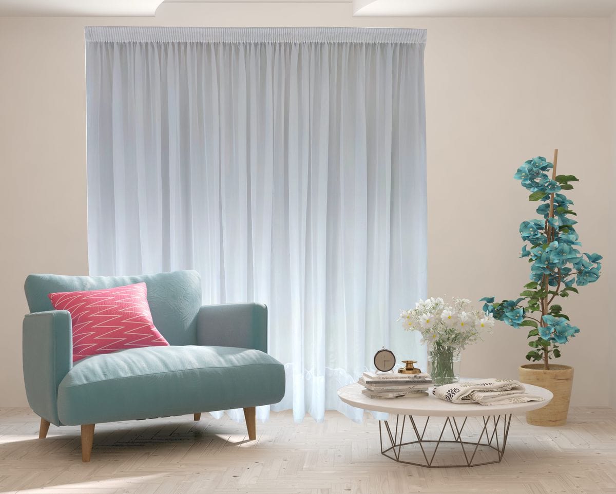 KUBU EYELET CURTAIN Ready Made Cornelly Voile White Plain Taped (7523949215833)