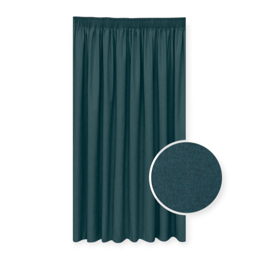 KUBU TAPED CURTAIN 260 X 218CM Kubu Porscha Blockout Taped Curtain Ready To Hang Blue (7711115378777)