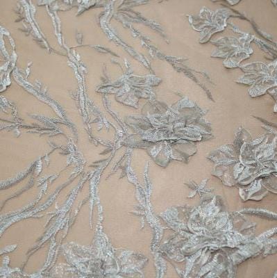 LACE Dress Fabric Dk Taupe Crystal Evening Couture Lace 130 (7780312744025)