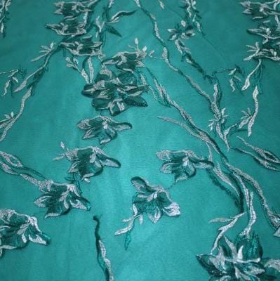 LACE Dress Fabric Emerald Crystal Evening Couture Lace 130 (7780312744025)
