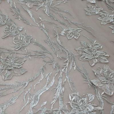 LACE Dress Fabric Lt Taupe Crystal Evening Couture Lace 130 (7780312744025)