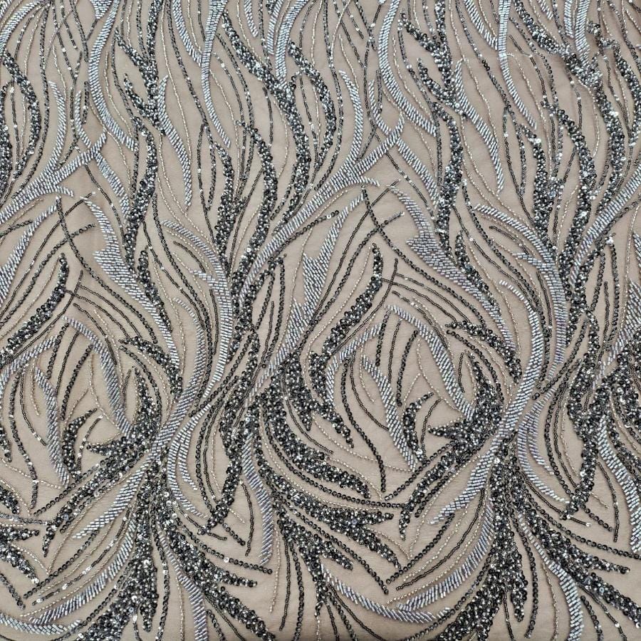 LACE Dress Fabric Raw Umber Kendall Sequin 150cm (7799209066585)