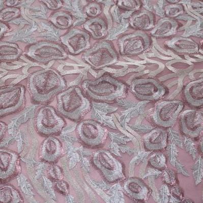 LACE Dress Fabric Rose Pink Bella Evening Couture Lace 130cm (7780677812313)