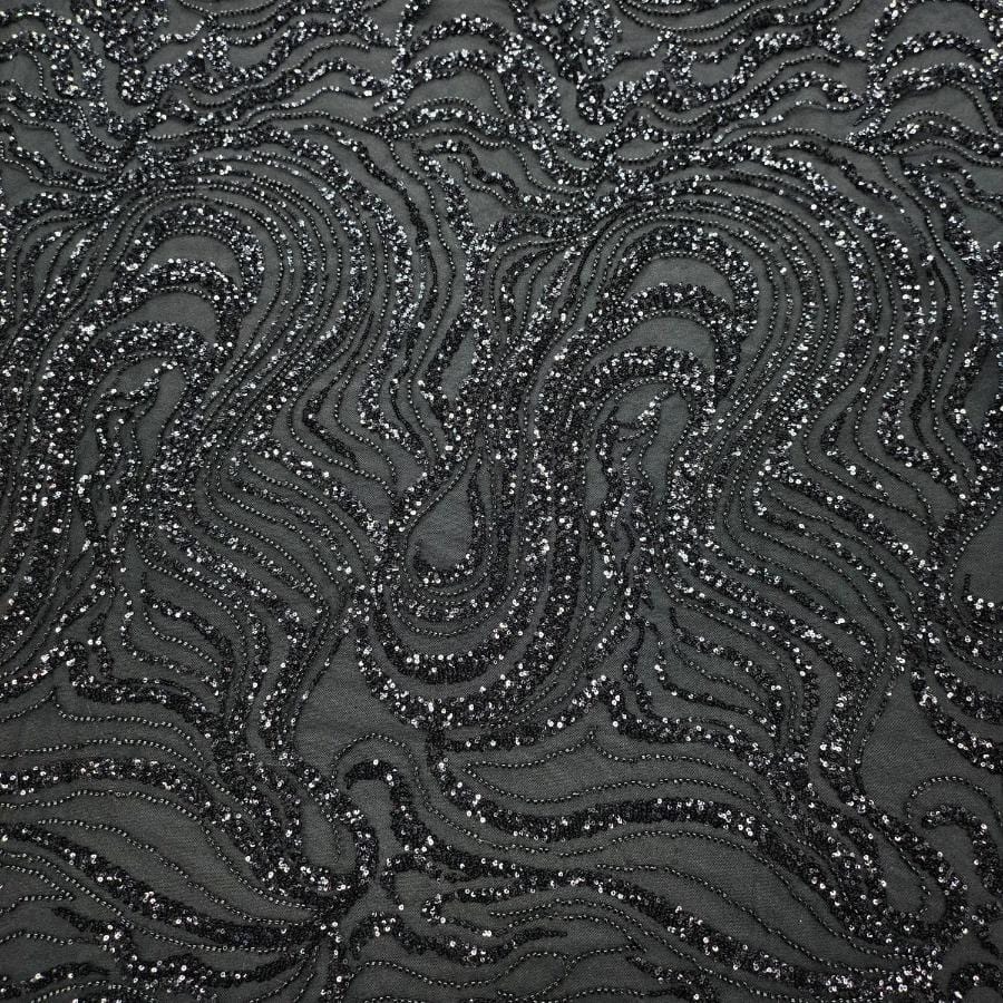 LACE Dress Fabrics Black Delevingne Sequin 150cm (7799215390809)