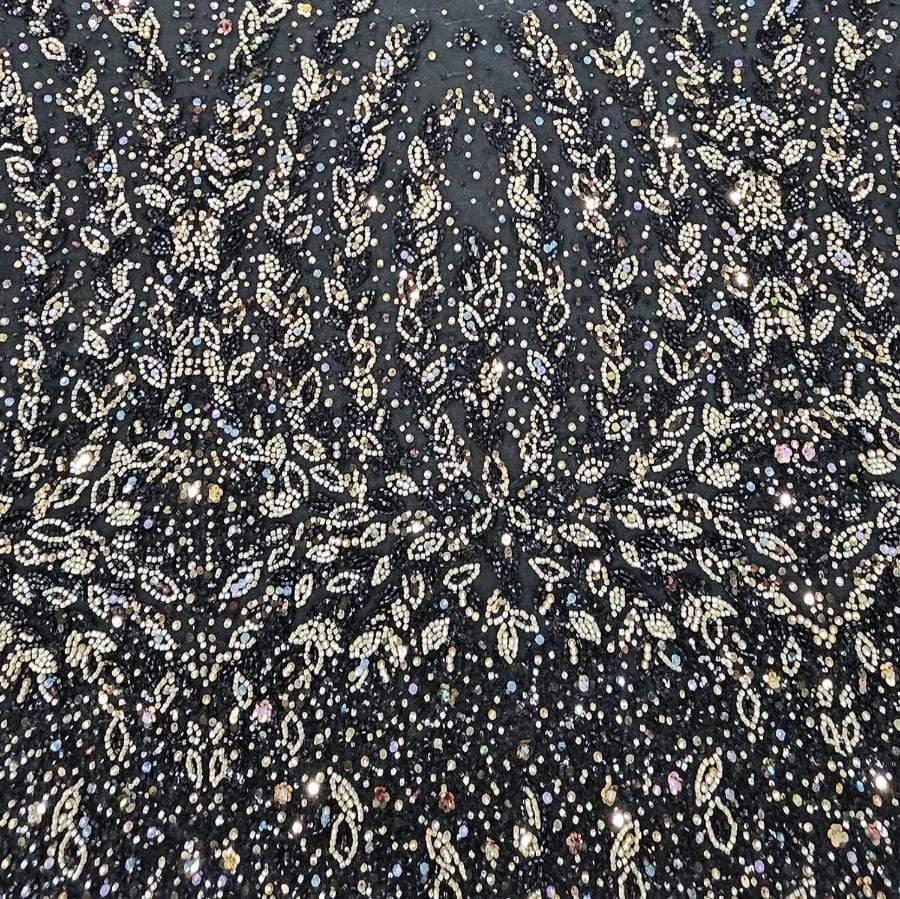 LACE Dress Fabrics Black&Gold Bridal Fabric 150cm (7820874907737)