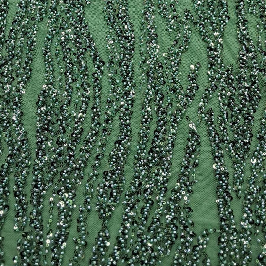 LACE Dress Fabrics Bottle Green Maya Beaded 150cm (7802226114649)