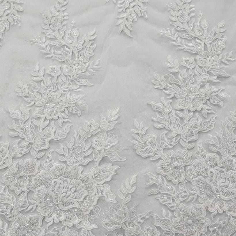 LACE Dress Fabrics Bridal Lace White 14007A 130 cm (7781368889433)