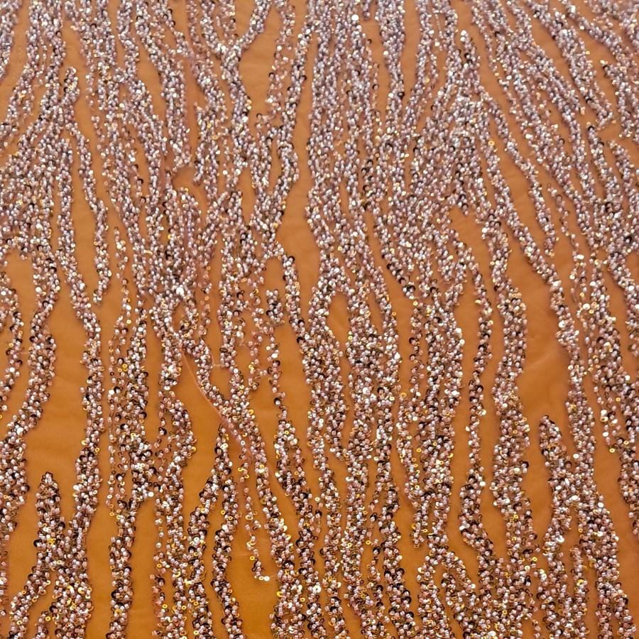 LACE Dress Fabrics Burnt Orange Maya Beaded 150cm (7802226114649)