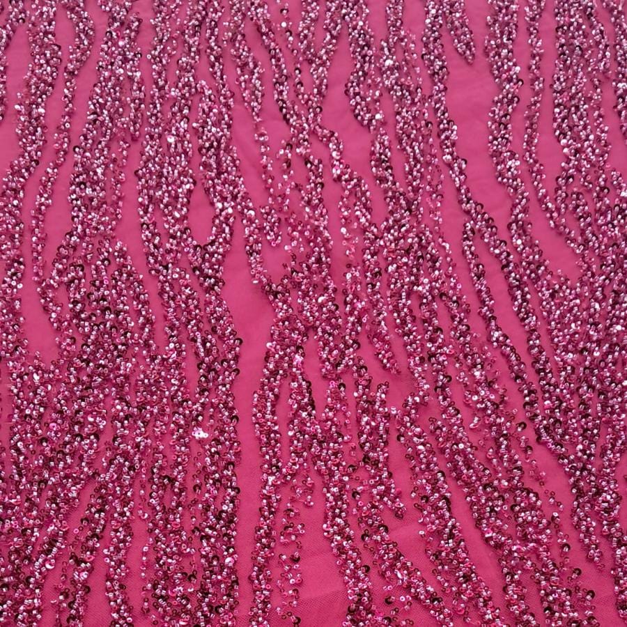LACE Dress Fabrics Cerise Maya Beaded 150cm (7802226114649)