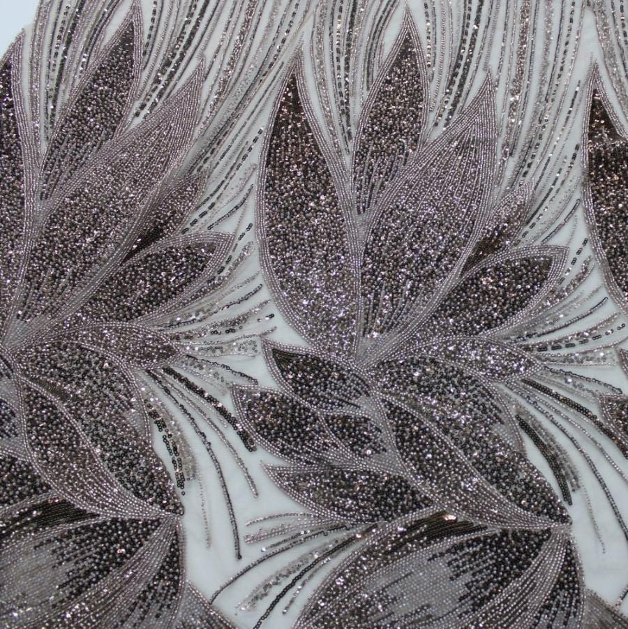 LACE Dress Fabrics Espresso Nadia Beaded Lace 150cm (7813398790233)