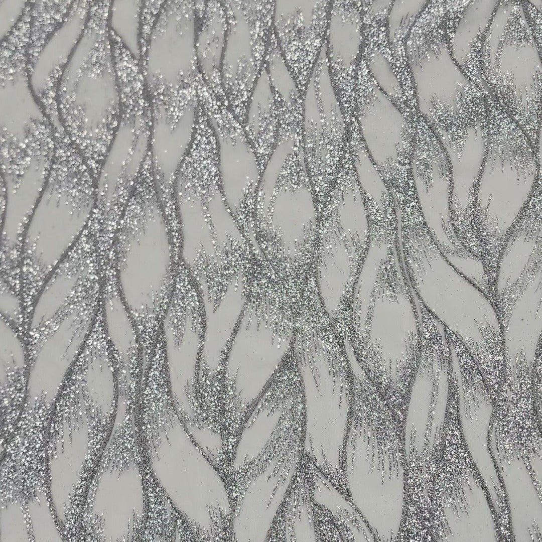 LACE Dress Fabrics Glitter Mesh Lace Fabric Leaf 120cm (7685838798937)