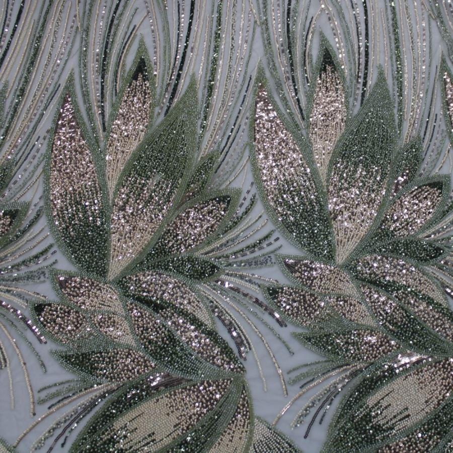 LACE Dress Fabrics Olive Nadia Beaded Lace 150cm (7813398790233)