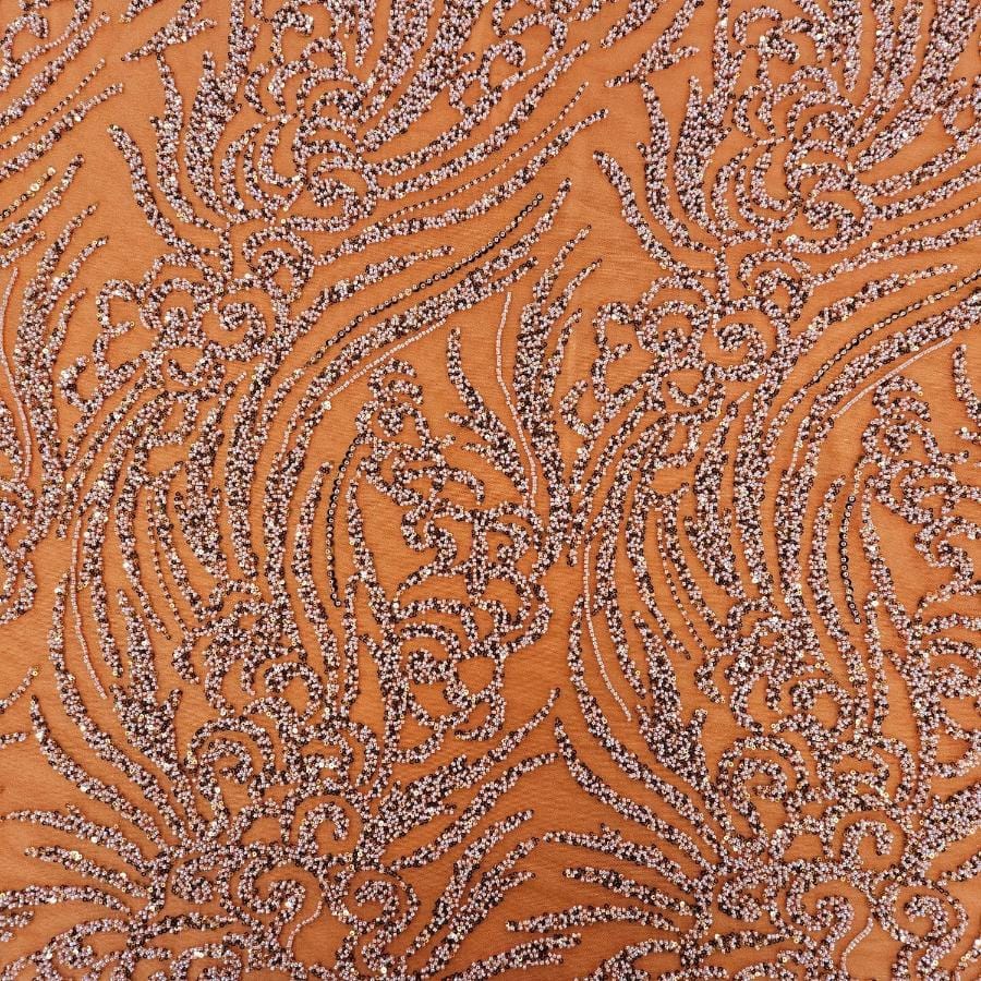 LACE Dress Fabrics Orange Bella Sequin 150cm (7799222730841)