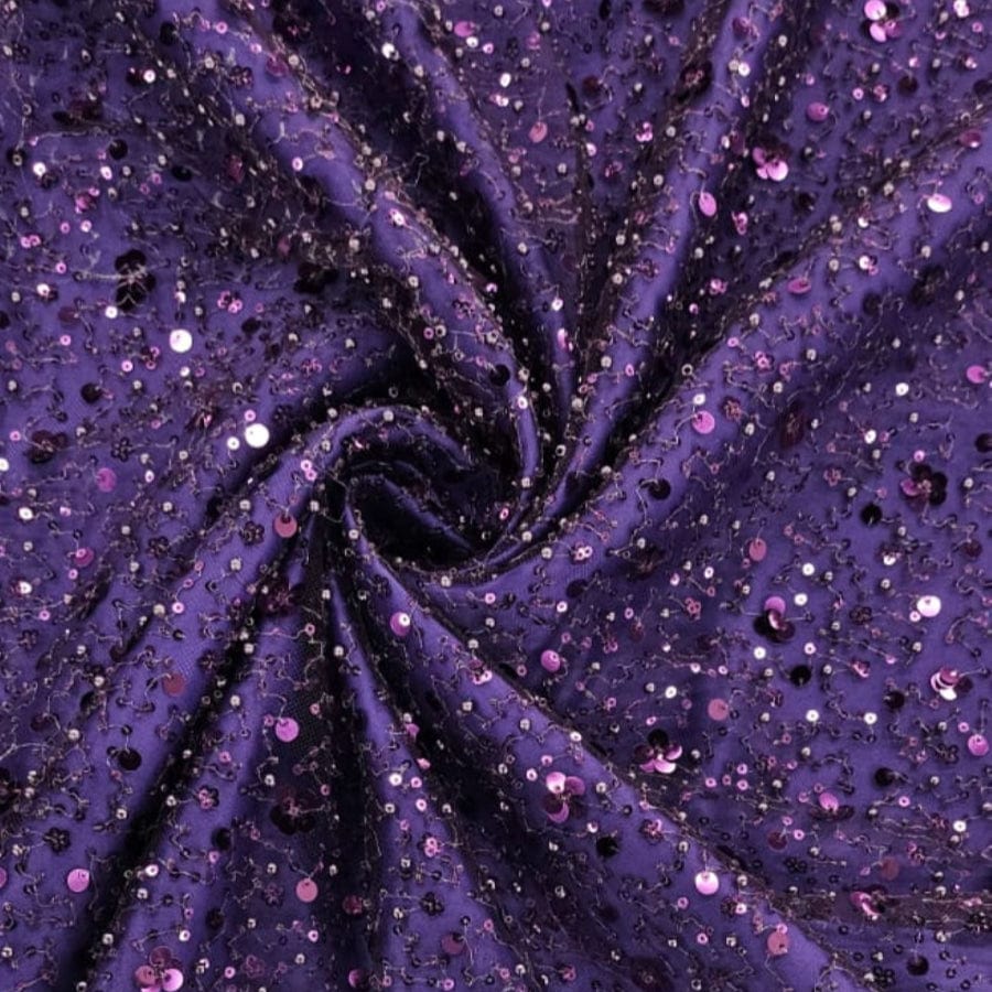 LACE Dress Fabrics Purple Hollywood Sequins 150cm