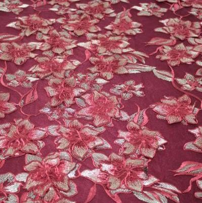LACE Dress Fabrics Red Gold Daniela Evening Couture Lace