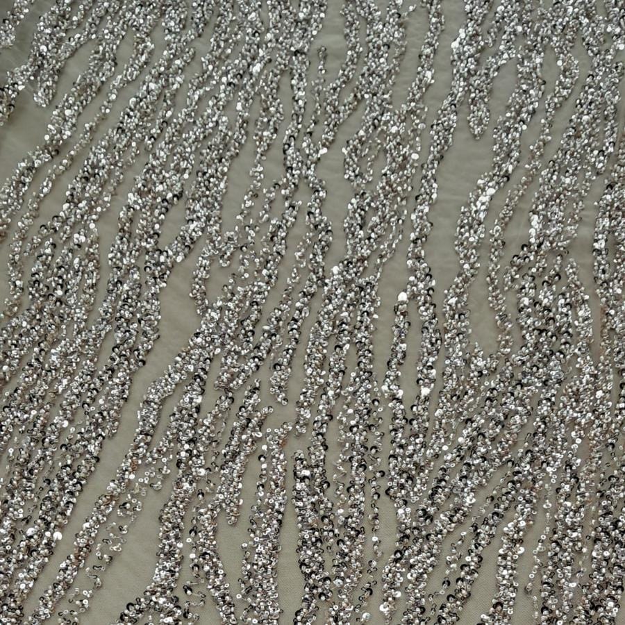 LACE Dress Fabrics Rose Gold Maya Beaded 150cm (7802226114649)