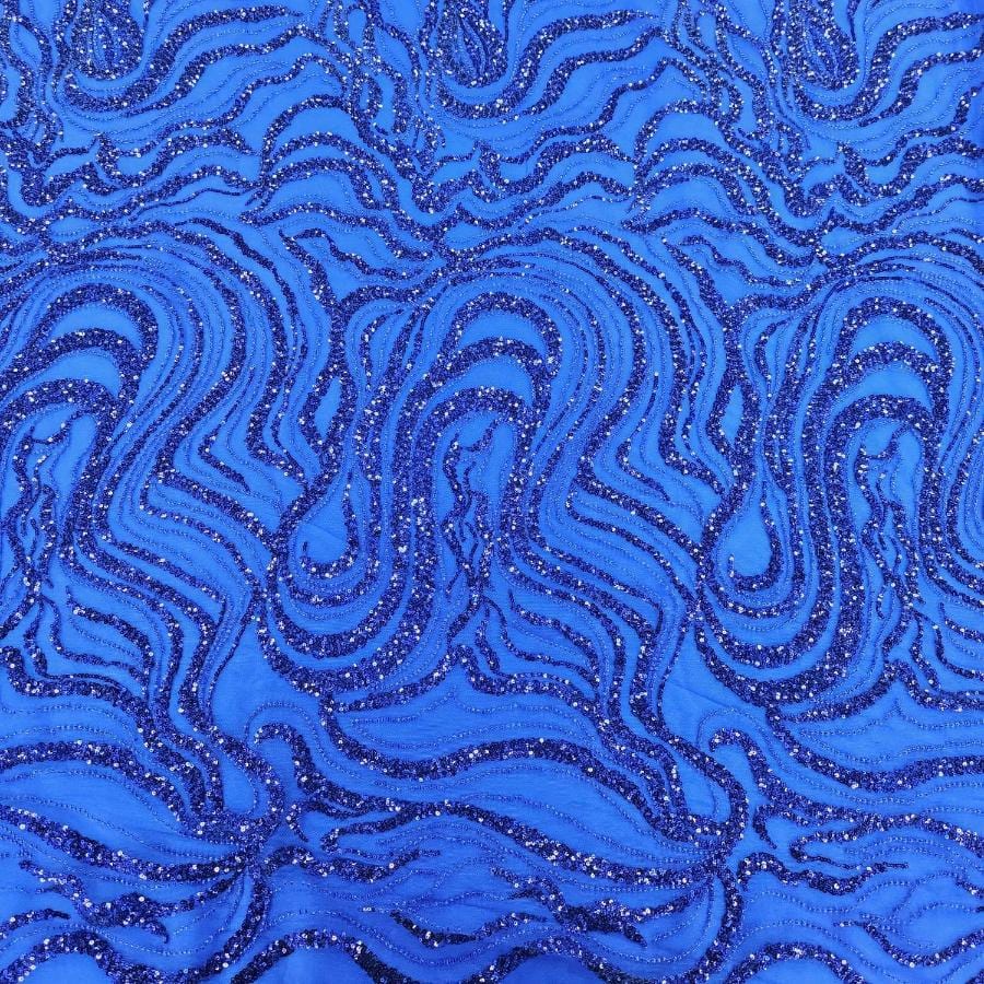 LACE Dress Fabrics Royal Blue Delevingne Sequin 150cm (7799215390809)