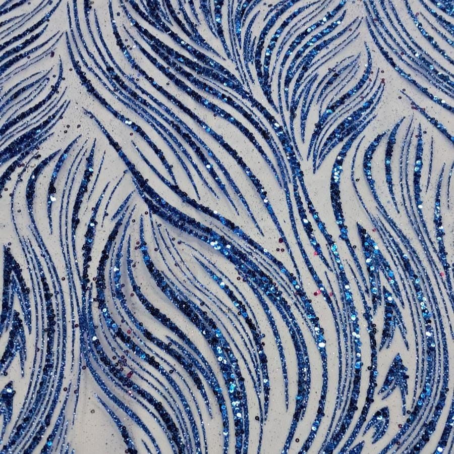 LACE Dress Fabrics Royal Blue Sugar Metallic Lace