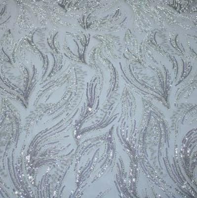 LACE Dress Fabrics White Sliver Faith Evening Couture Lace 130 cm