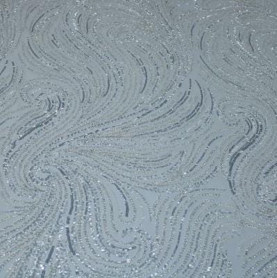 LACE Dress Fabrics White Sliver Gabriella Evening Couture Lace (7780361797721)