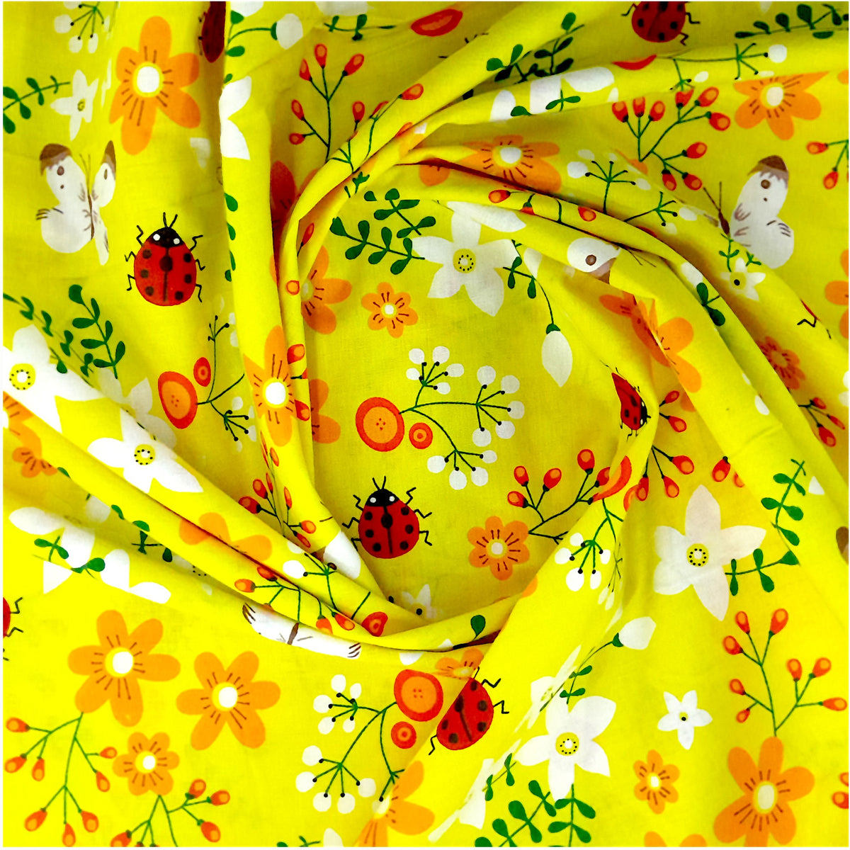 PTD Poly Cotton Lady Bug Yellow 240 cm