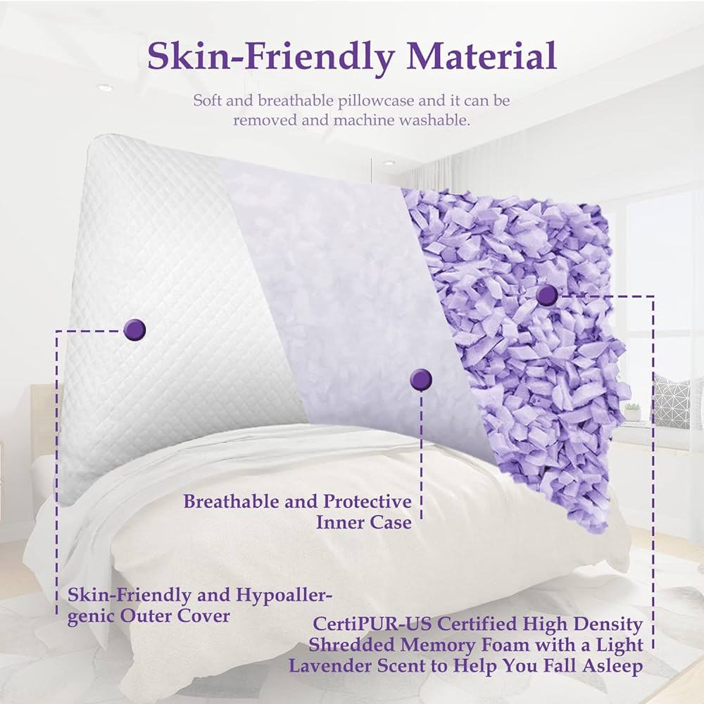 LATEX pillow Lavender Pillow- With Shredded Memory Foam 66x46 OR6757 (7466344644697)