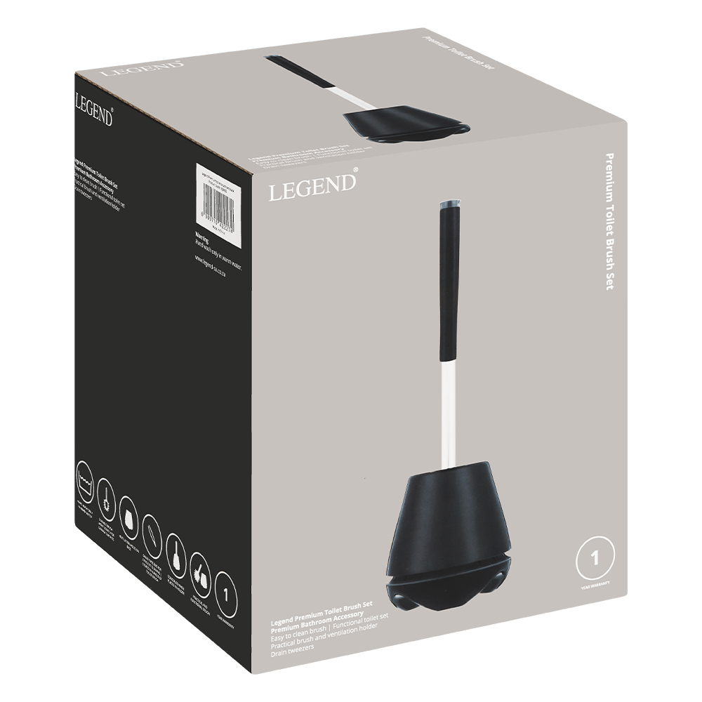 Legend DUST BIN Legend Premium Toilet Brush Set Black (7294507941977)