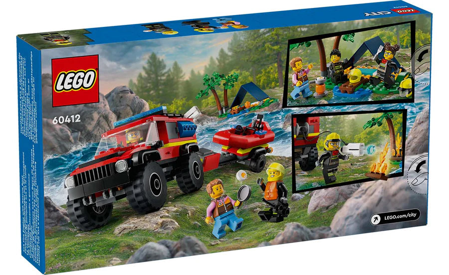 LEGO® City 4x4 Fire Engine with Rescue Boat Building Toy Cars 301 Pieces 60412