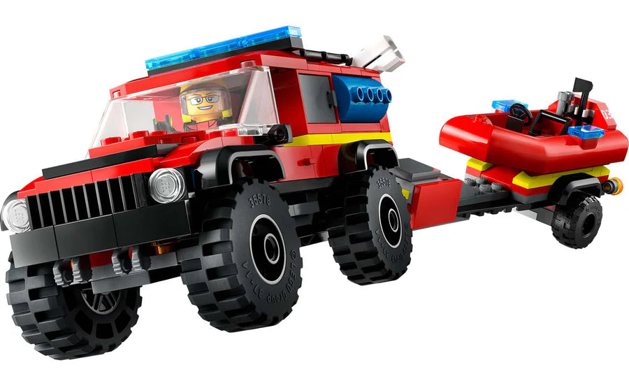 LEGO® City 4x4 Fire Engine with Rescue Boat Building Toy Cars 301 Pieces 60412
