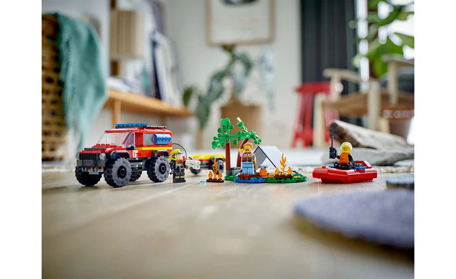 LEGO® City 4x4 Fire Engine with Rescue Boat Building Toy Cars 301 Pieces 60412