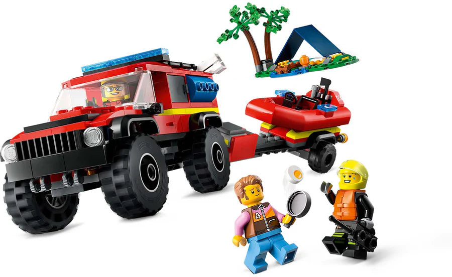 LEGO® City 4x4 Fire Engine with Rescue Boat Building Toy Cars 301 Pieces 60412