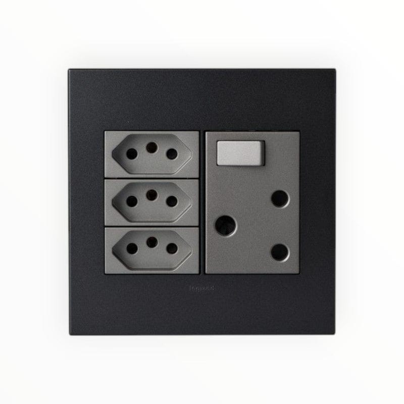 Legrand PLUG Legrand Arteor Graphite 3 New RSA & 1 RSA Wall Socket 4x4 (PN44MGP)