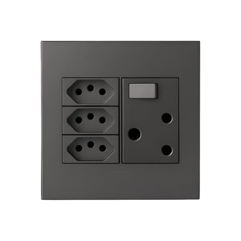 Legrand plug Legrand Arteor  Single Switched Socket + 3 x New RSA Socket 4x4 Magnesium PN44MM RSA