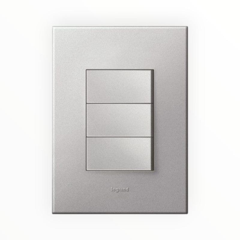 Legrand SWITCHES Legrand Arteo 3-Lever 1-Way Switch 2x4 Soft Aluminiumr P324SASA